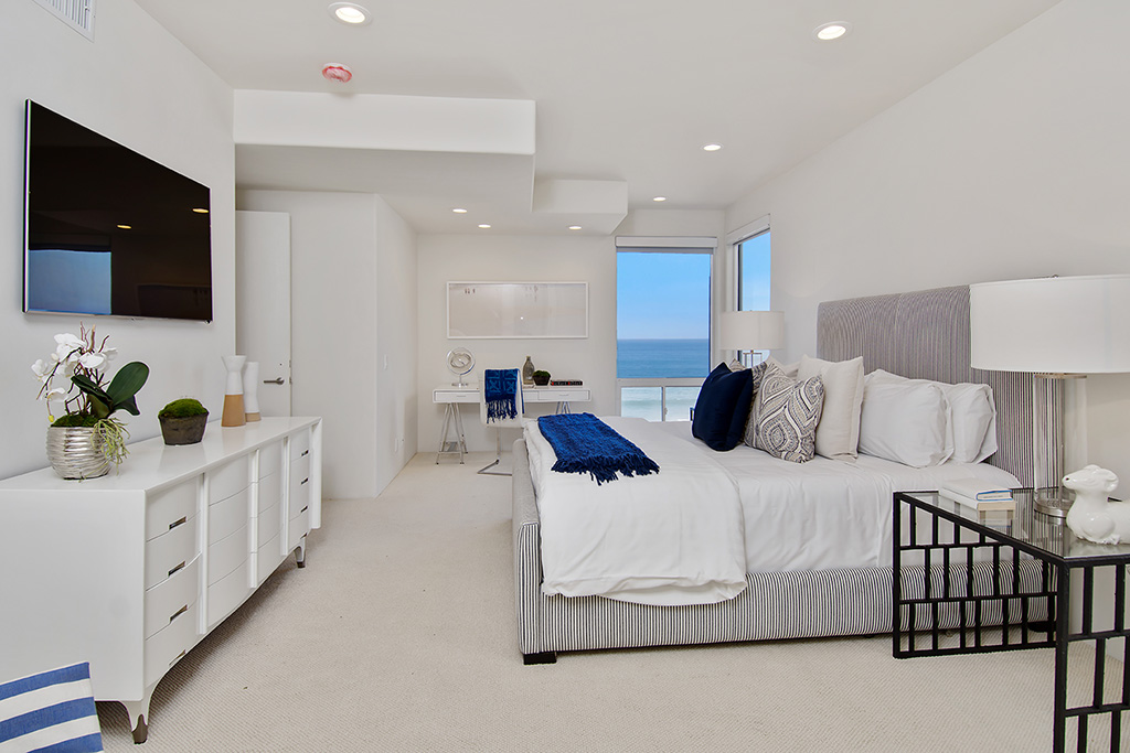 Beach House Treatment Malibu white house luxe bedroom.