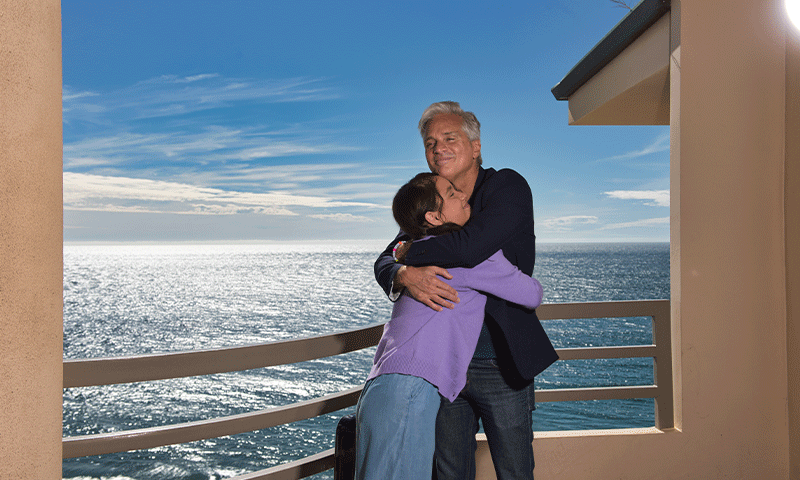 Rehab client and daughter having a happy reunion after rehab at The Pointe Malibu Recovery Center